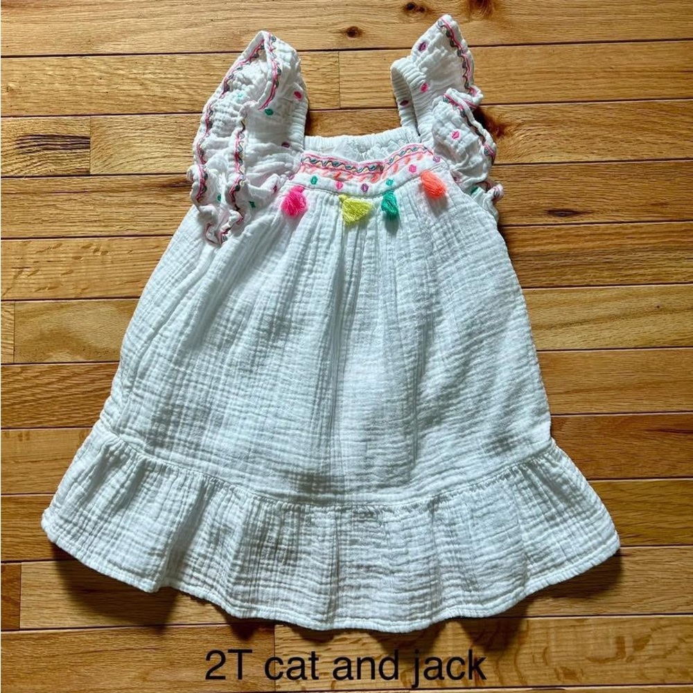 Cat & Jack White Dress with Multicolor Tassels